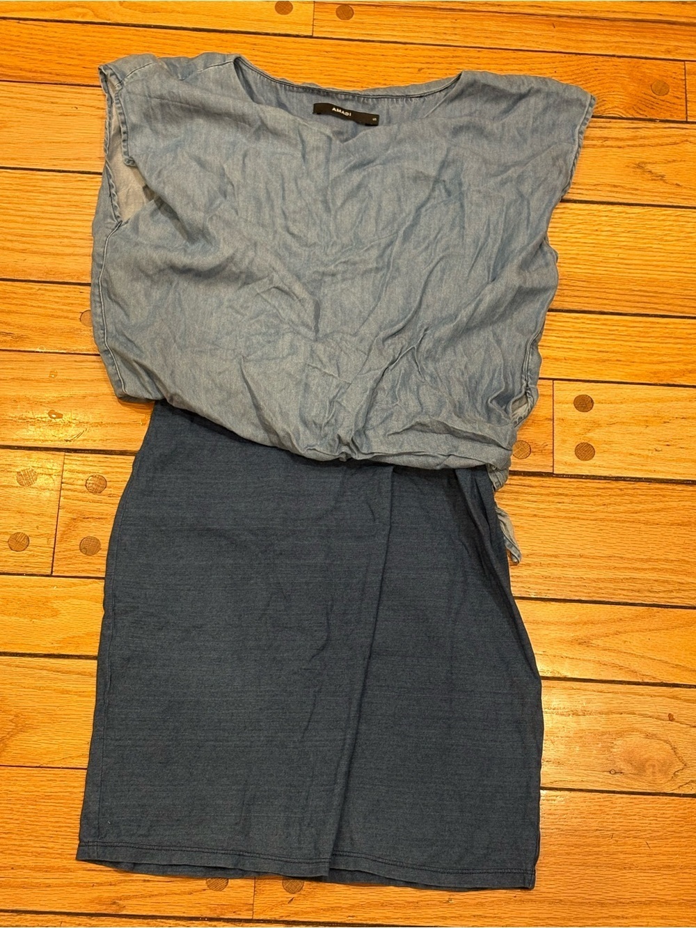 Anthropologie Amadi side tie Denim Chambray Two-Tone Women’s Dress size small